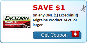 Save $1.00 on any ONE (1) Excedrin(R) Migraine Product 24 ct. or larger