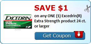 Save $1.00 on any ONE (1) Excedrin(R) Extra Strength product 24 ct. or larger