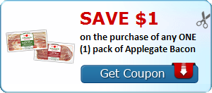 Save $1.00 on the purchase of any ONE (1) pack of Applegate Bacon