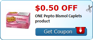 $0.50 off ONE Pepto Bismol Caplets product