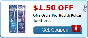 $1.50 off ONE OralB Pro-Health Pulsar Toothbrush