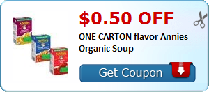 $0.50 off ONE CARTON flavor Annies Organic Soup