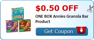 $0.50 off ONE BOX Annies Granola Bar Product