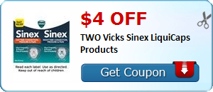 $4.00 off TWO Vicks Sinex LiquiCaps Products